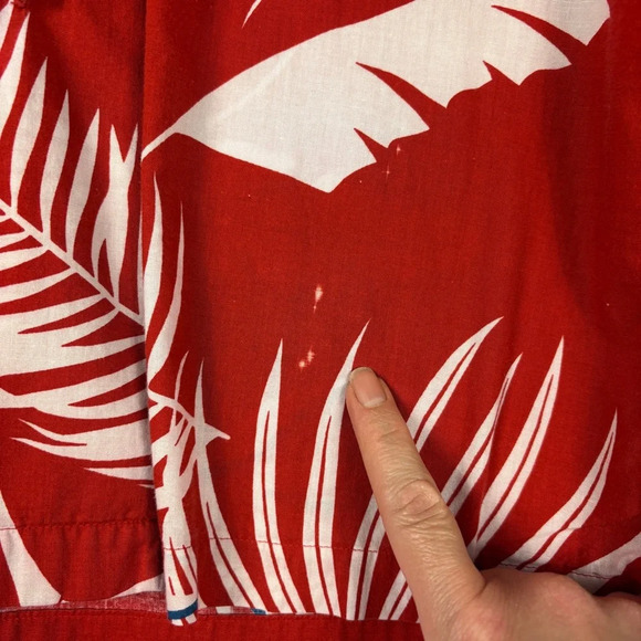 L.L. Bean Vintage Red Tropical Print Hawaiian Shirt Button Down - Picture 7 of 8